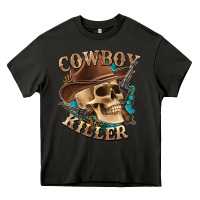 Asphalt cowboy killer with skull Heavy Core Tee - texasbilliewilder