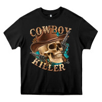 Black cowboy killer with skull Heavy Core Tee - texasbilliewilder