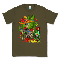Army Green skeleton with sombrero and tequila Classic Tee - AdoDesignShop