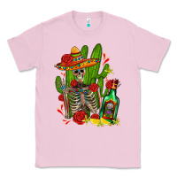 Bubblegum Pink skeleton with sombrero and tequila Classic Tee - AdoDesignShop