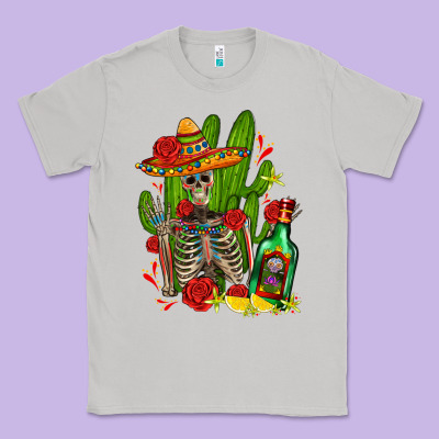 Skeleton With Sombrero And Tequila Classic Tee Designed By Adodesignshop