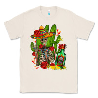 Natural skeleton with sombrero and tequila Classic Tee - AdoDesignShop