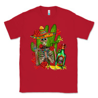 Red skeleton with sombrero and tequila Classic Tee - AdoDesignShop