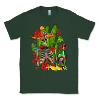 Sports Green skeleton with sombrero and tequila Classic Tee - AdoDesignShop