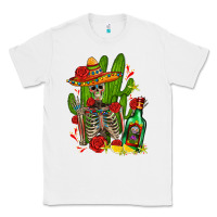 White skeleton with sombrero and tequila Classic Tee - AdoDesignShop