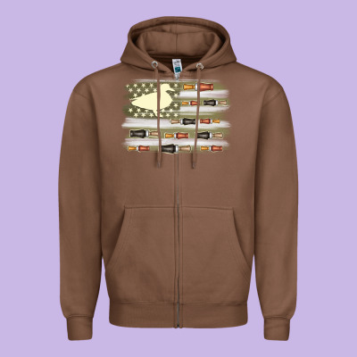 Duck Hunter Flag Zipper Hoodie Designed By Maliassmallbusiness