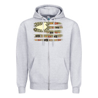 Heather Grey duck hunter flag Zipper Hoodie - MaliasSmallBusiness