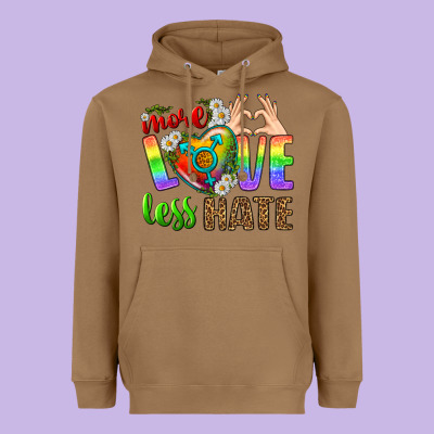 More Love Less Hate Lgbtq Heavyweight Hoodie Designed By Bundleandbundleshop