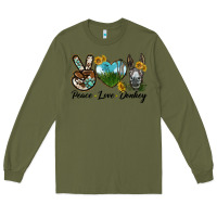 Army Green Peace Love Donkey Head Long Sleeve Tee - LillyAllenDesigns