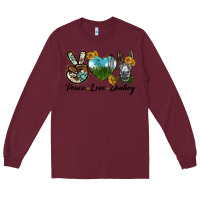 Burgundy Peace Love Donkey Head Long Sleeve Tee - LillyAllenDesigns