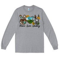 Heather Grey Peace Love Donkey Head Long Sleeve Tee - LillyAllenDesigns