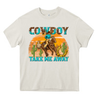 Cream cowboy take me away Heavy Core Tee - texasbilliewilder