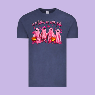 In October We Wear Pink Ghosts Vintage Tee Designed By Adodesignshop