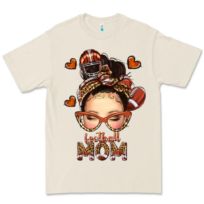 Football Messy Bun Mom Premium Tee by texasbilliewilder | Teevron