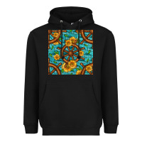 Black Lake Boat Rudder And Sunflowers Seamless Pattern Heavyweight Hoodie - BundleAndBundleShop