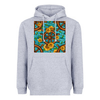 Heather Grey Lake Boat Rudder And Sunflowers Seamless Pattern Heavyweight Hoodie - BundleAndBundleShop