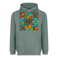 Sage Lake Boat Rudder And Sunflowers Seamless Pattern Heavyweight Hoodie - BundleAndBundleShop