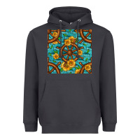 Smoke Lake Boat Rudder And Sunflowers Seamless Pattern Heavyweight Hoodie - BundleAndBundleShop