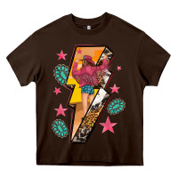 Chocolate Brown cowgirl with lightning bolt Heavy Core Tee - texasbilliewilder