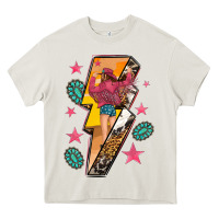 Cream cowgirl with lightning bolt Heavy Core Tee - texasbilliewilder