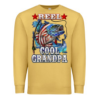 Antique Gold reel cool grandpa american flag bass Premium Sweatshirt - LillyAllenDesigns