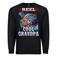 Black reel cool grandpa american flag bass Premium Sweatshirt - LillyAllenDesigns