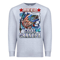 Heather Grey reel cool grandpa american flag bass Premium Sweatshirt - LillyAllenDesigns