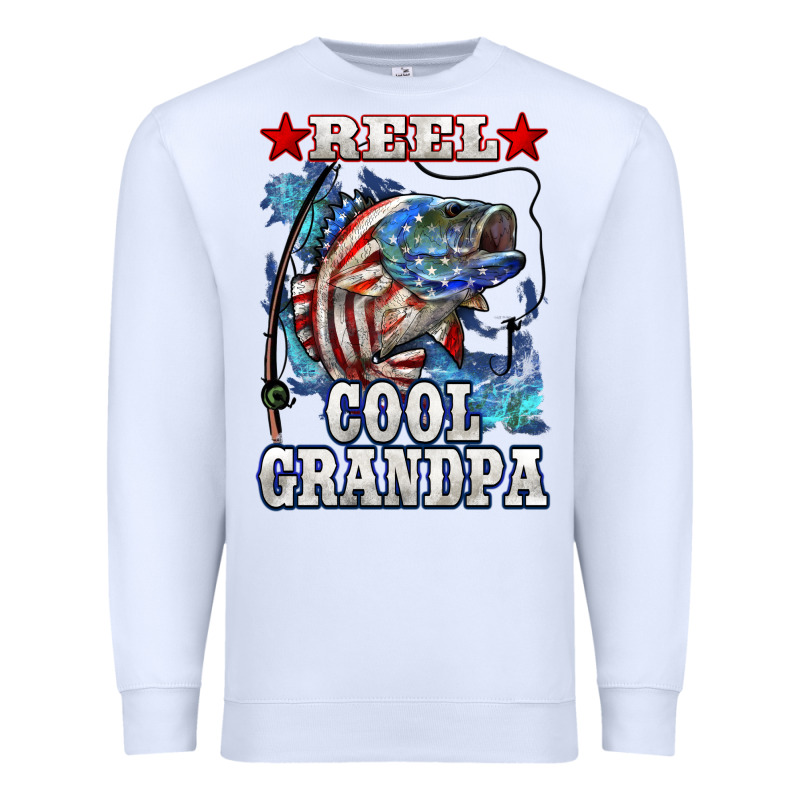 Reel Cool Grandpa American Flag Bass Premium Sweatshirt by LillyAllenDesigns | Teevron