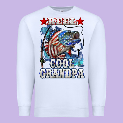 Reel Cool Grandpa American Flag Bass Premium Sweatshirt Designed By Lillyallendesigns