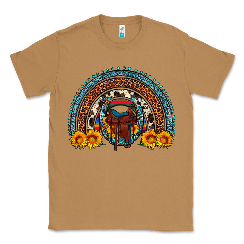 Saddle Sunflower Horseshoe Rainbow Classic Tee by Artiststas | Teevron