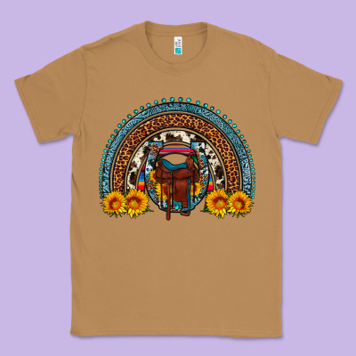 Saddle Sunflower Horseshoe Rainbow Classic Tee Designed By Artiststas