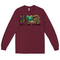Burgundy Peace Love Crocodile Long Sleeve Tee - LillyAllenDesigns