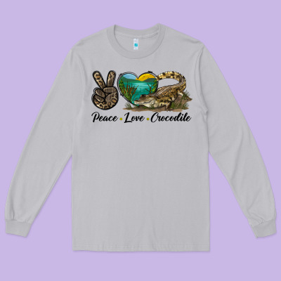 Peace Love Crocodile Long Sleeve Tee Designed By Lillyallendesigns