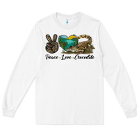 White Peace Love Crocodile Long Sleeve Tee - LillyAllenDesigns