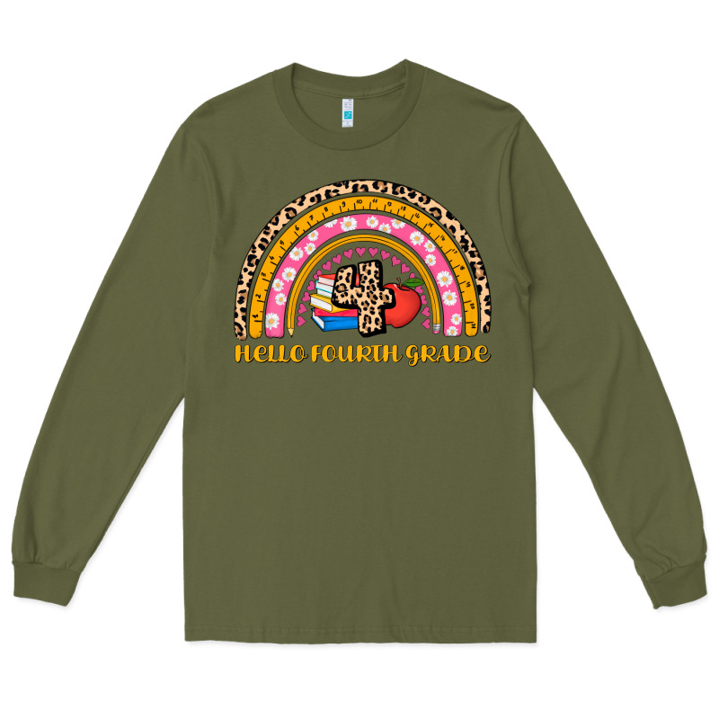 Back To School Rainbow Hello Fourth Grade Long Sleeve Tee by AdoDesignShop | Teevron