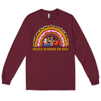 Burgundy back to school rainbow hello fourth grade Long Sleeve Tee - AdoDesignShop