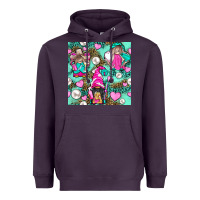 Plum Hairdresser Gnomes With Hearts And Pearls With Leopard Heavyweight Hoodie - BundleAndBundleShop