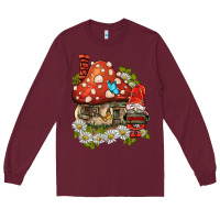 Burgundy welcome gnome ladybug Long Sleeve Tee - BarkalooDesign