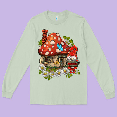 Welcome Gnome Ladybug Long Sleeve Tee Designed By Barkaloodesign