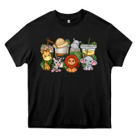 Black cute baby safari animals coffee cups Heavy Core Tee - texasbilliewilder