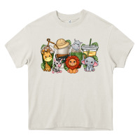 Cream cute baby safari animals coffee cups Heavy Core Tee - texasbilliewilder