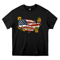 Black usa map with sunflower and cactus Heavy Core Tee - Artiststas