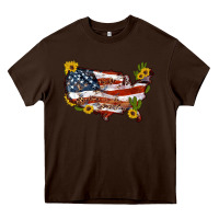 Chocolate Brown usa map with sunflower and cactus Heavy Core Tee - Artiststas