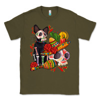 Army Green mexican dead day with skeleton cat Classic Tee - AdoDesignShop