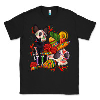 Black mexican dead day with skeleton cat Classic Tee - AdoDesignShop