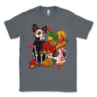 Charcoal Heather mexican dead day with skeleton cat Classic Tee - AdoDesignShop