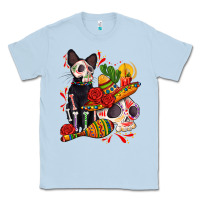 Dusty Blue mexican dead day with skeleton cat Classic Tee - AdoDesignShop