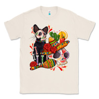 Natural mexican dead day with skeleton cat Classic Tee - AdoDesignShop