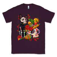 Plum mexican dead day with skeleton cat Classic Tee - AdoDesignShop