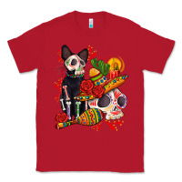 Red mexican dead day with skeleton cat Classic Tee - AdoDesignShop